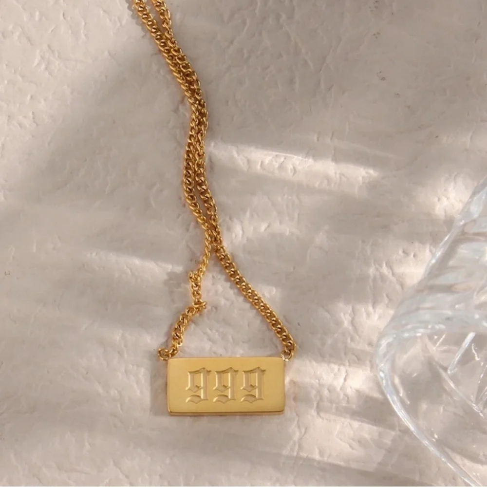 NEW SQUARE ANGEL NUMBER 18K GOLD NECKLACE, NICE NECKLACE, CUTE NECKLACE - Picture 6 of 7